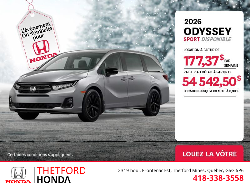 Obtenez le Honda Odyssey 2026 !
