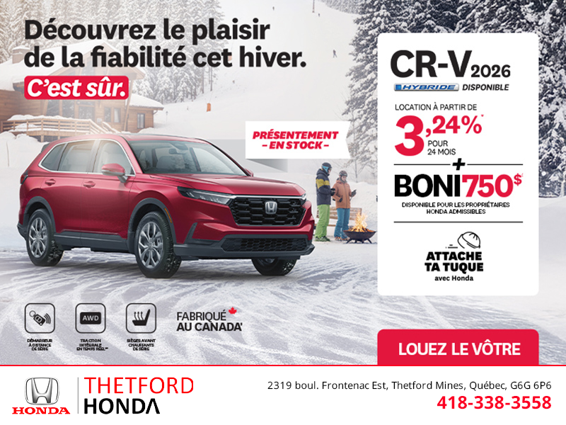 Obtenez le Honda CR-V 2026!