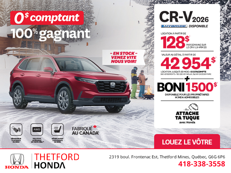 Obtenez le Honda CR-V 2026!