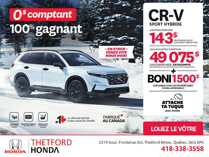Obtenez le Honda CR-V Hybride 2026!
