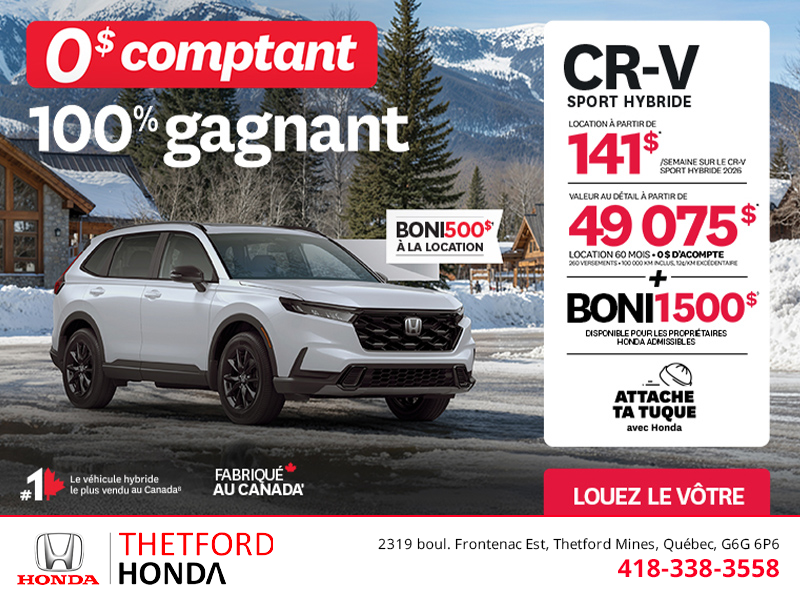 Obtenez le Honda CR-V Hybride 2026!