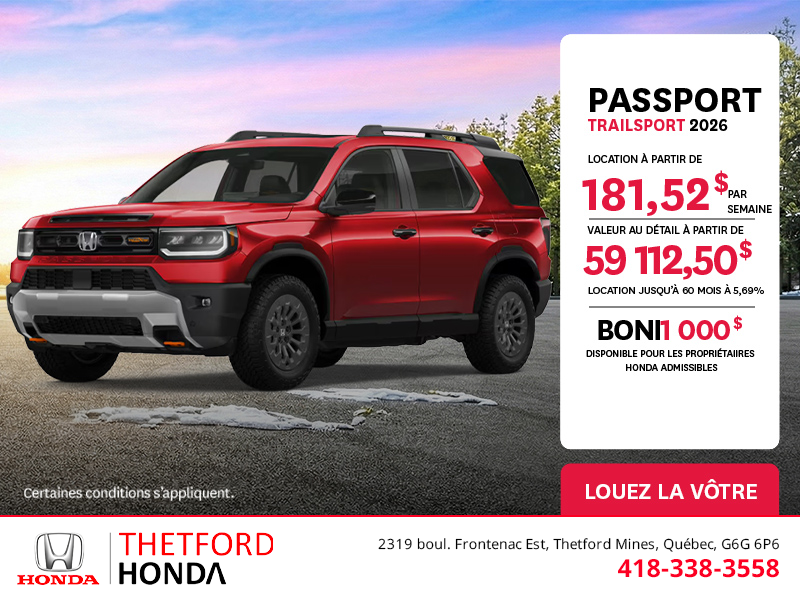 Obtenez le Honda Passport 2026 !