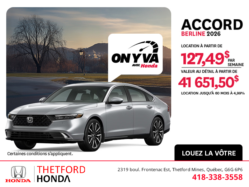 Obtenez la Honda Accord 2026 !