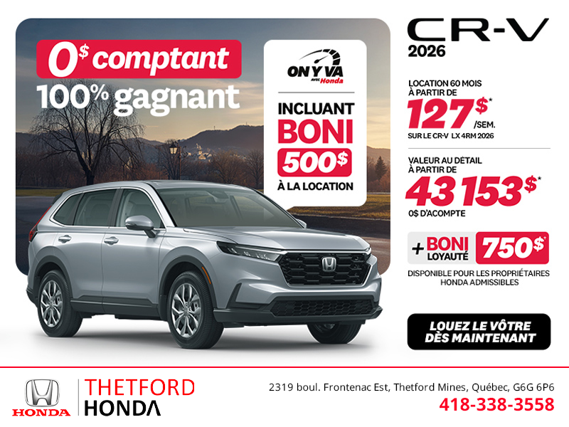 Obtenez le Honda CR-V 2026!