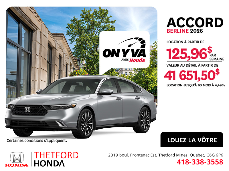 Obtenez la Honda Accord 2026 !