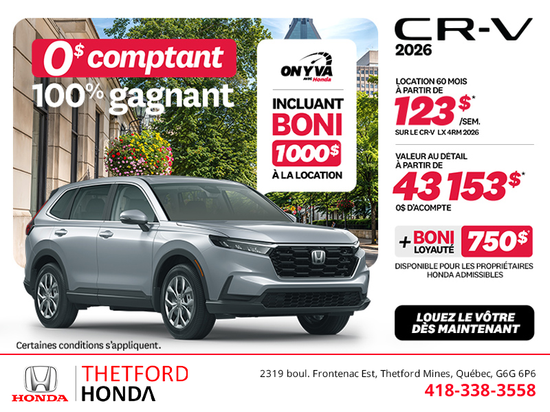 Obtenez la Honda CR-V 2026!