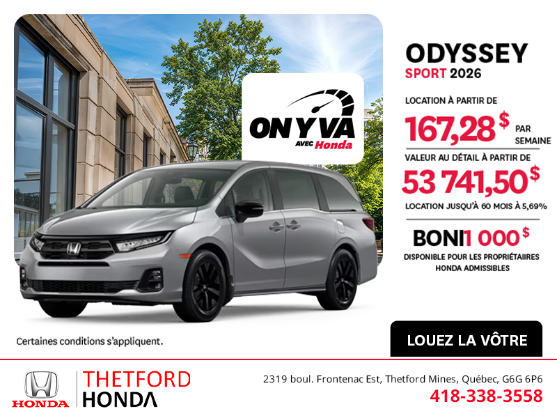 Obtenez la Honda Odyssey 2026 !