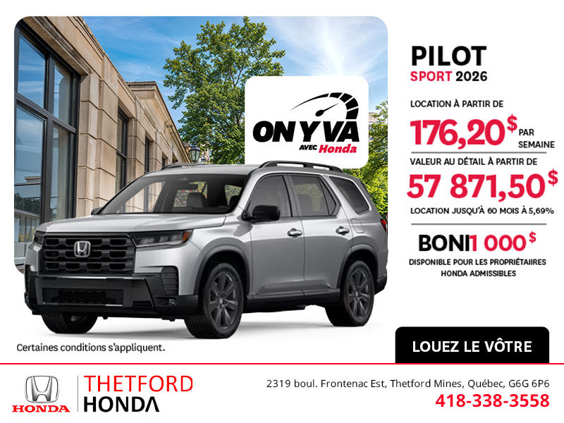 Obtenez le Honda Pilot 2026 !