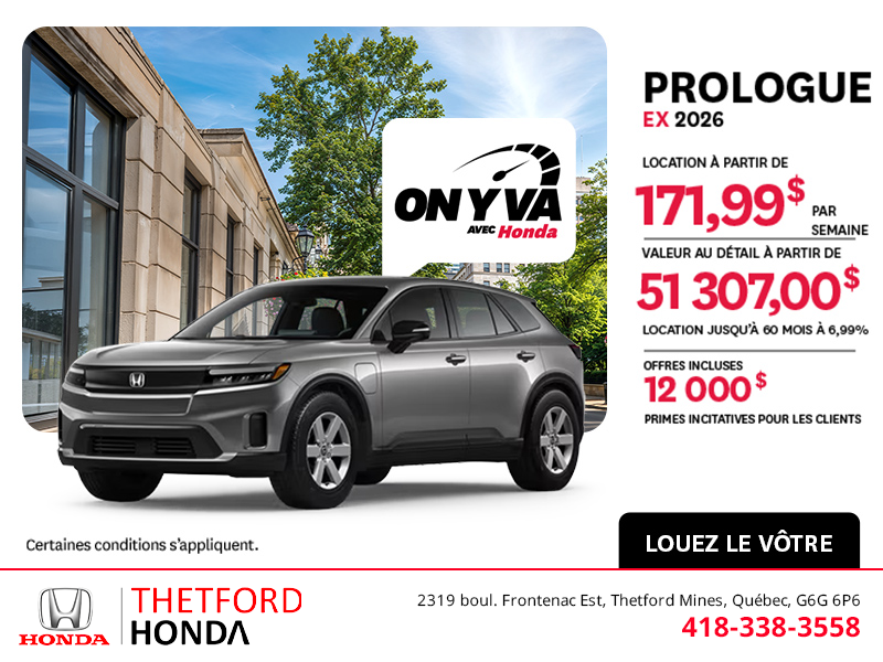 Obtenez la Honda Prologue 2026 !