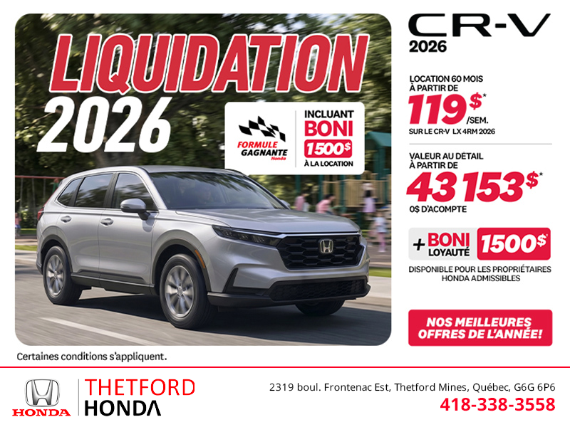Obtenez la Honda CR-V 2026!