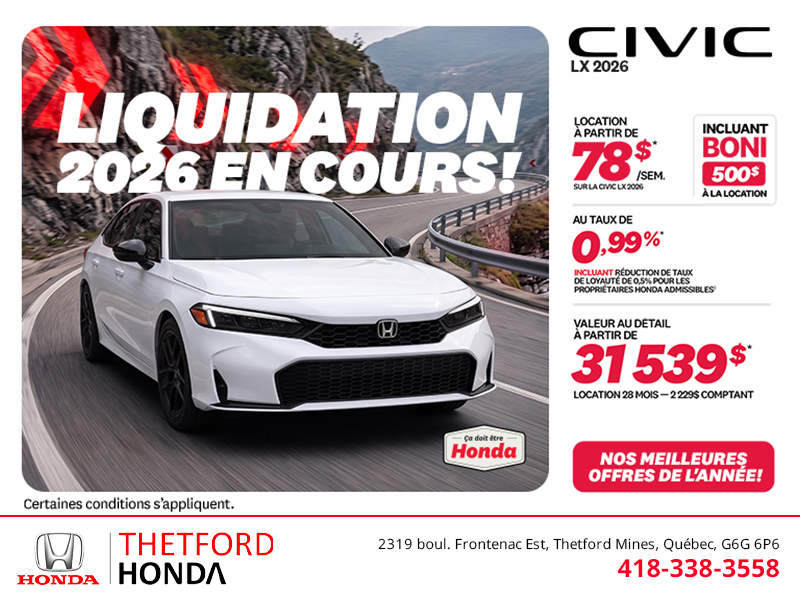 Obtenez la Honda Civic 2026 !