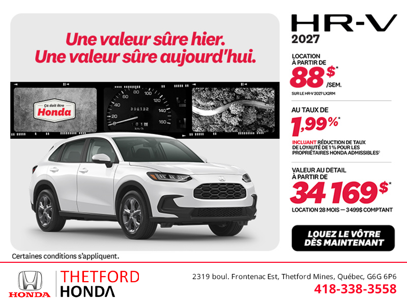 Obtenez la Honda HR-V 2027!