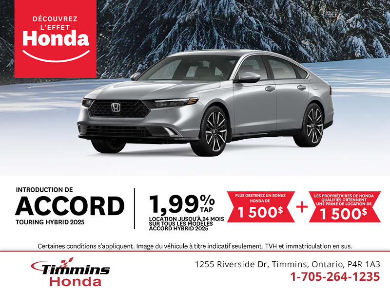 Obtenez le Honda Accord hybride 2025 !