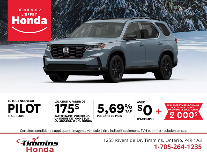 Procurez-vous le Honda Pilot 2026!