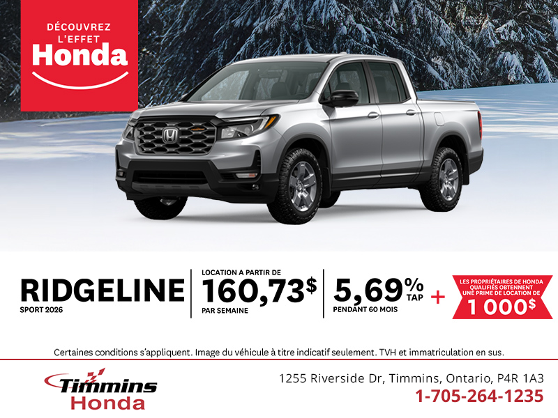 Procurez-vous le Honda Ridgeline 2026 !