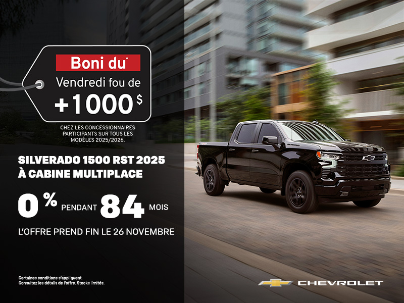 Procurez-vous le Chevrolet Silverado 1500 RST 2025 à cabine multiplace