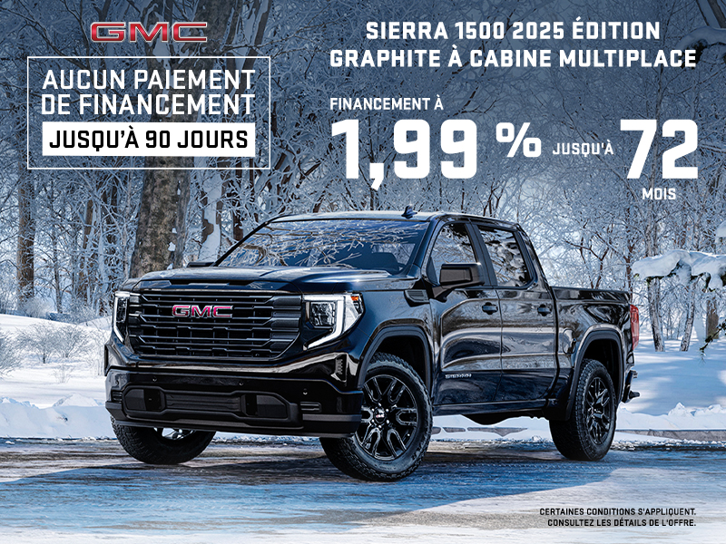 Le GMC Sierra 1500 2025 à cabine multiplace graphite