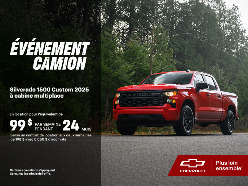Le Chevrolet Silverado 1500 Custom 2025 à cabine multiplace