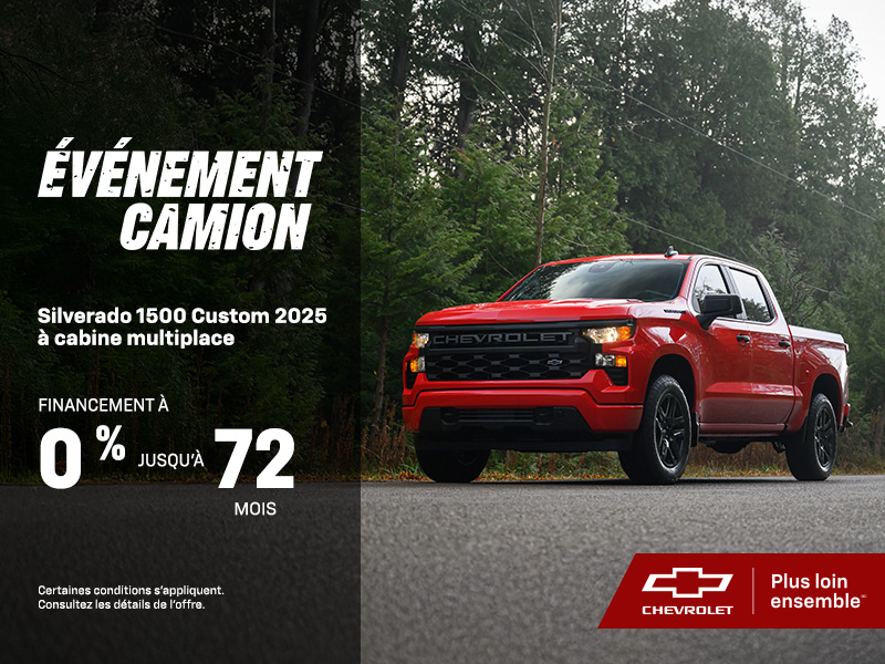 Procurez-vous le Chevrolet Silverado 1500 Custom 2025 à cabine multiplace