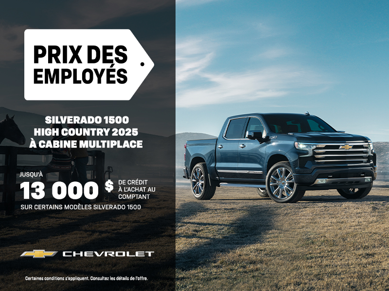 Procurez-vous le Chevrolet Silverado 1500 High Country 2025 à cabine multiplace