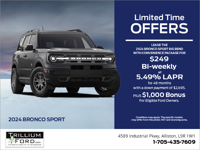 Trillium Ford Lincoln Ltd. Alliston in Alliston 2024 Ford Bronco!