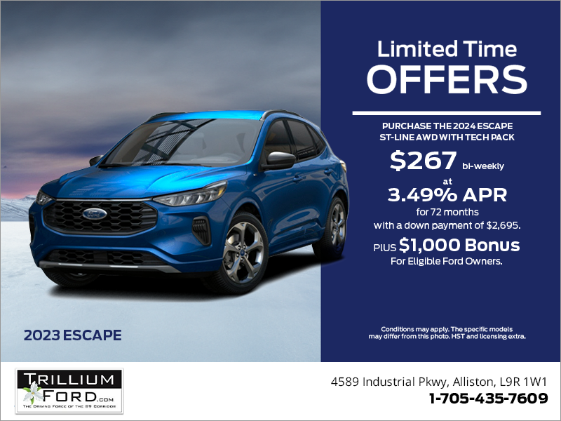 Trillium Ford Lincoln Ltd. Alliston in Alliston 2024 Ford Escape!