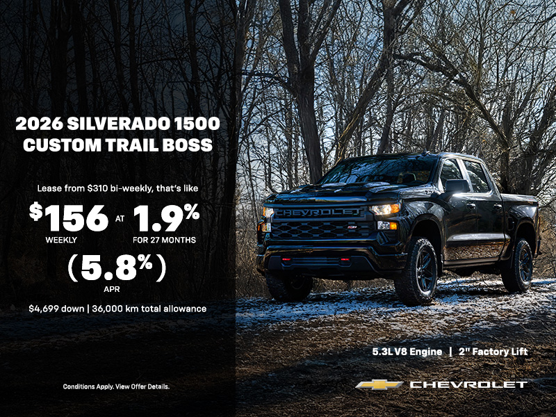 Get the 2026 Chevrolet Silverado 1500 Custom Trail Boss