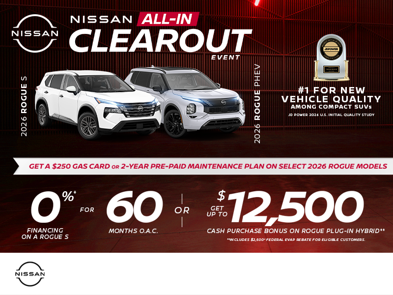 Finance the 2026 Nissan Rogue S and Phev Today!