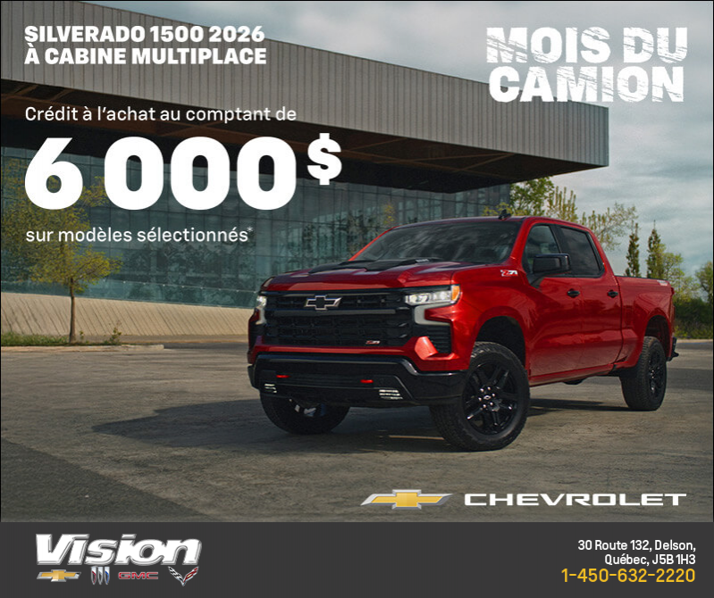 Procurez-vous le Chevrolet Silverado 1500 2026 à cabine multiplace