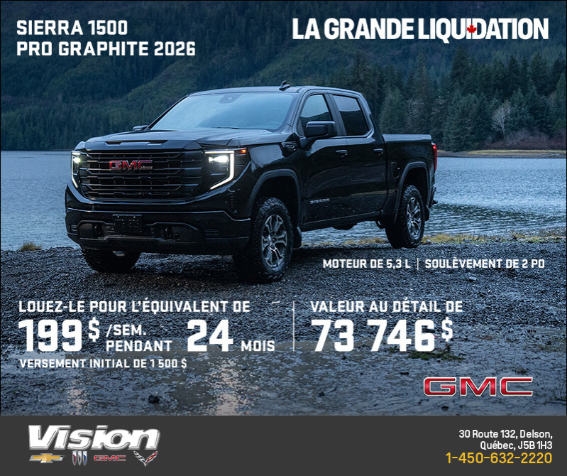 Le GMC Sierra 1500 Pro Graphite 2026 à cabine multiplace