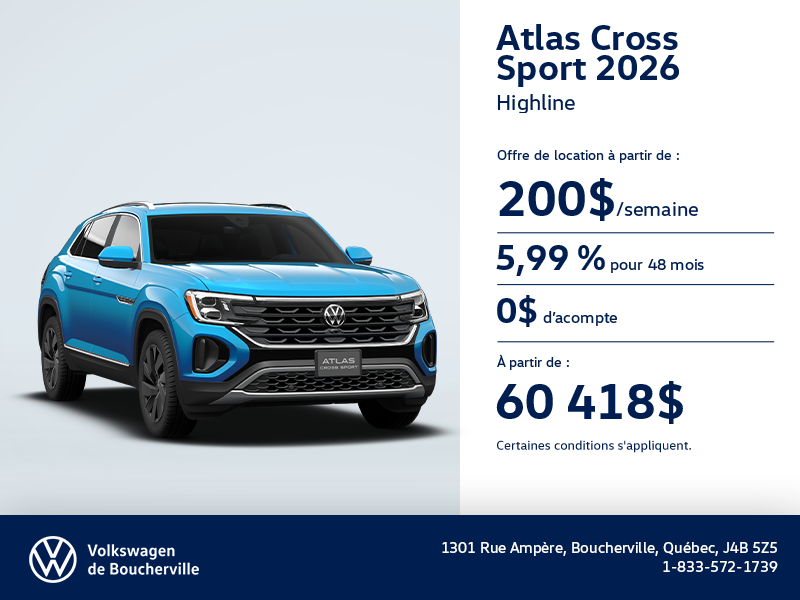 Procurez-vous le Volkswagen Atlas Cross Sport 2026