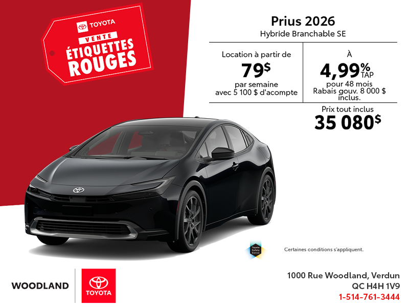 Toyota Prius Hybride Branchable SE 2026