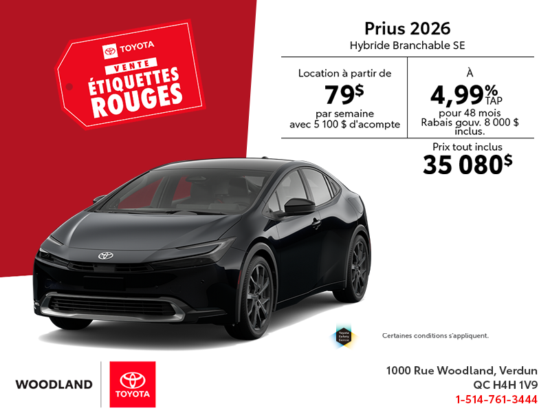 Toyota Prius Hybride Branchable SE 2026