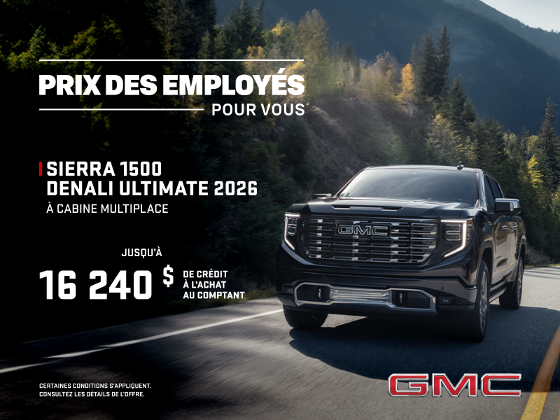 Le GMC Sierra 1500 2026 Denali Ultimate à Cabine Multiplace