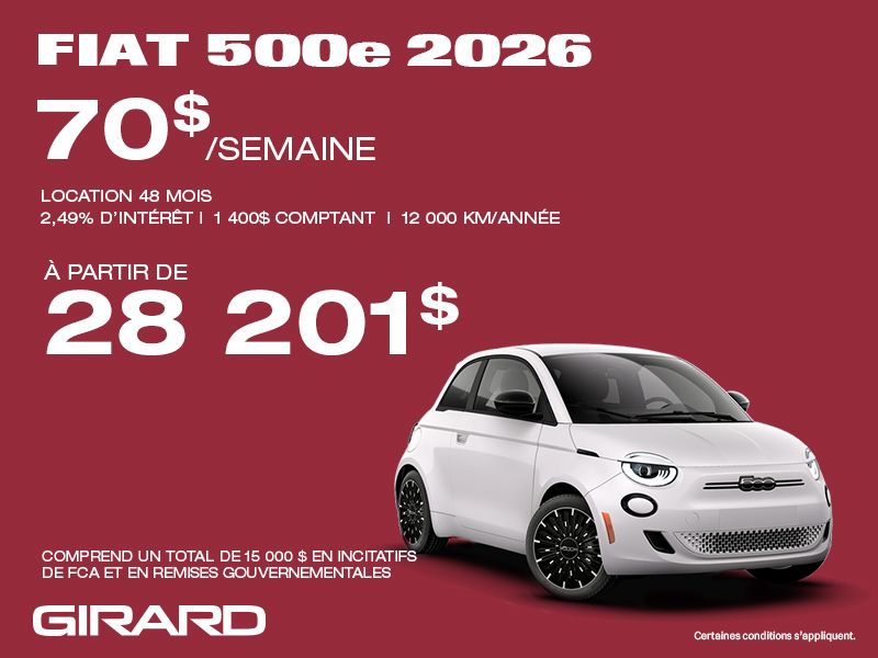 FIAT 500e 2026 — Pré-réservez la vôtre dès maintenant!