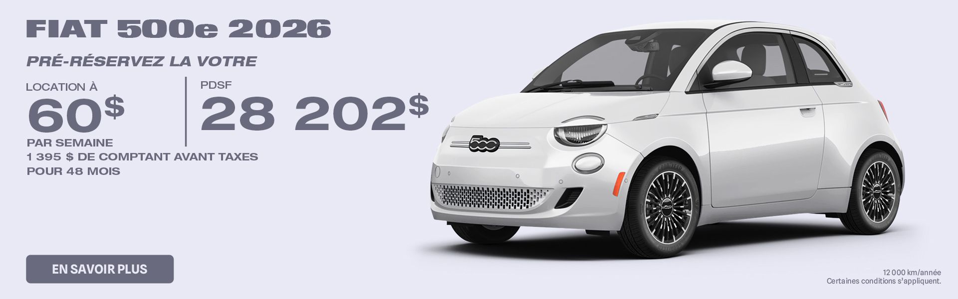 FIAT 500e 2026 — Pré-réservez la vôtre dès maintenant