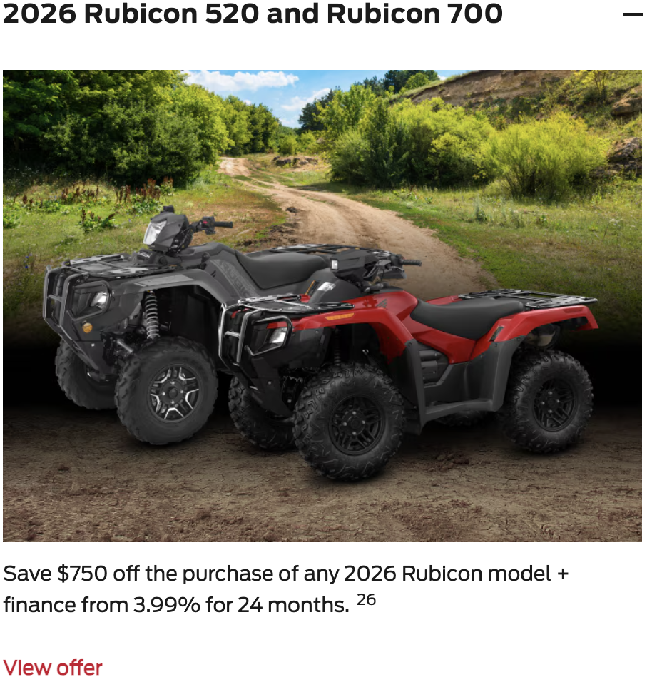 2026 Rubicon 520 and Rubicon 700 [In Stock]