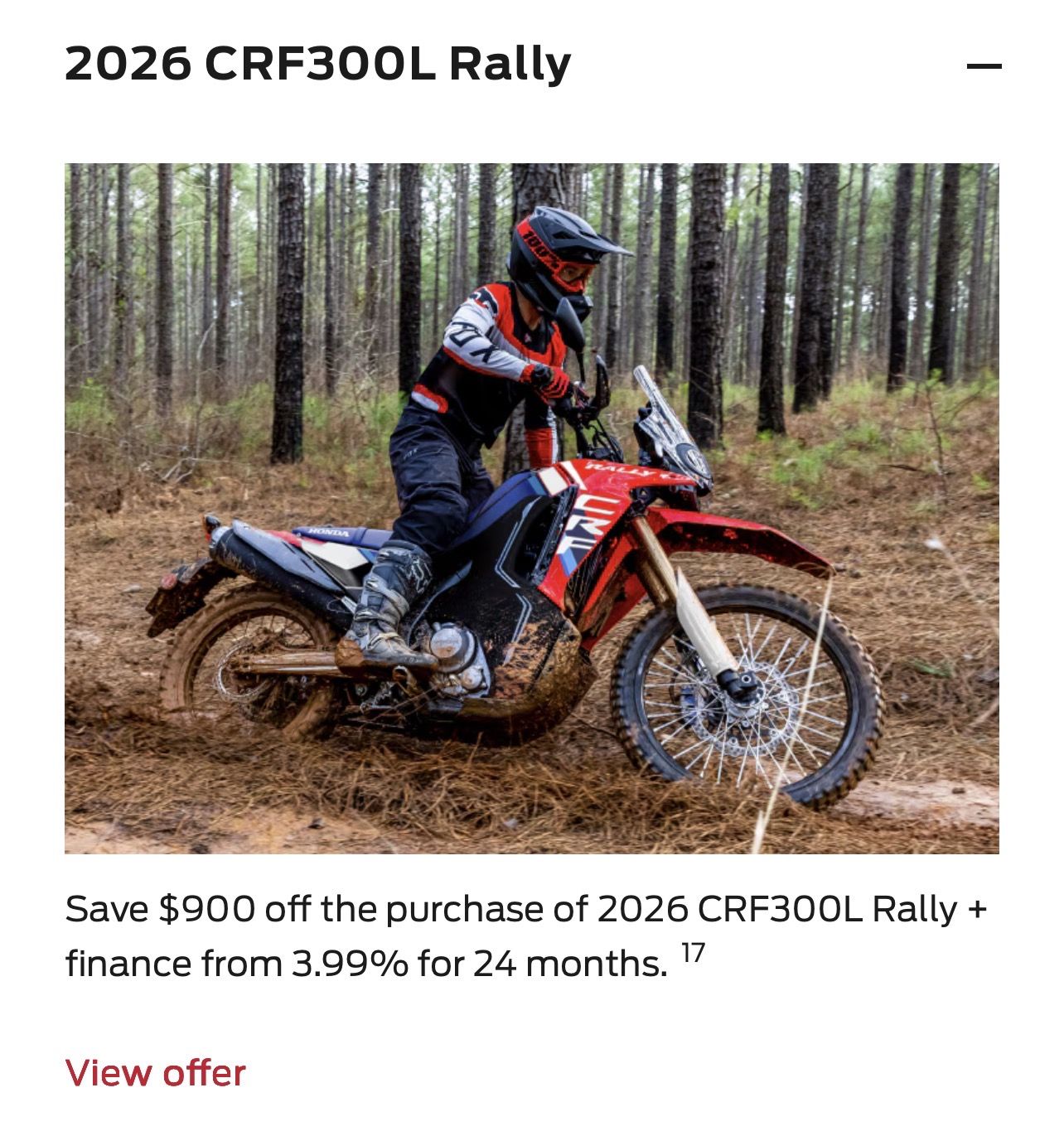 2026 CRF300L Rally [in Stock]