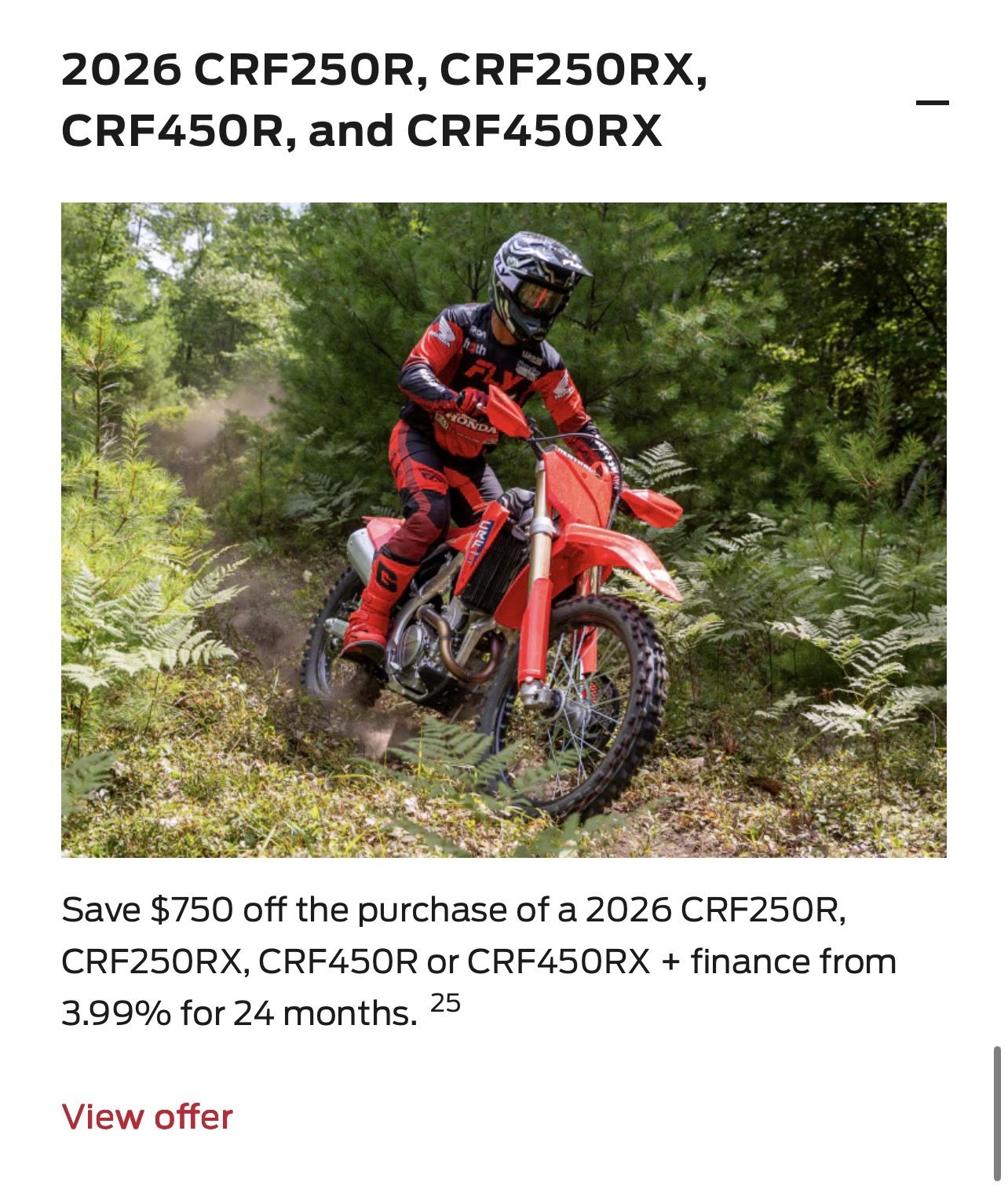 2026 CRF250R, CRF250RX [in Stock]