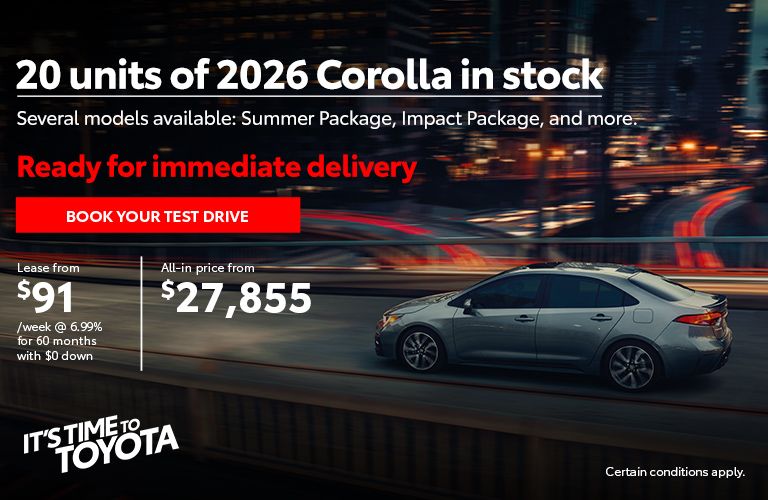 20 units of 2026 Corolla in stock