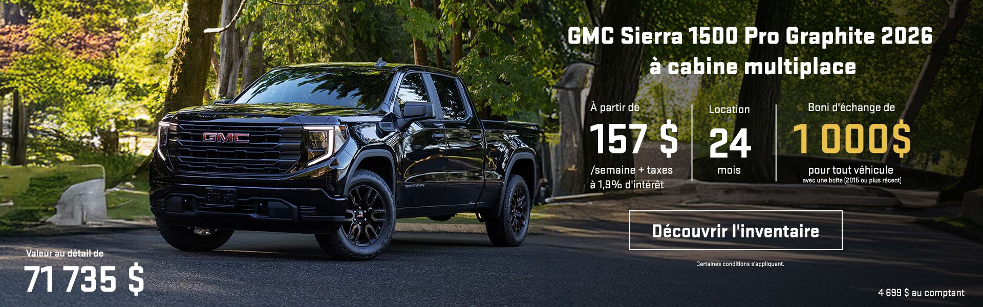 GMC Sierra 1500 Pro Graphite 2026 à cabine multiplace