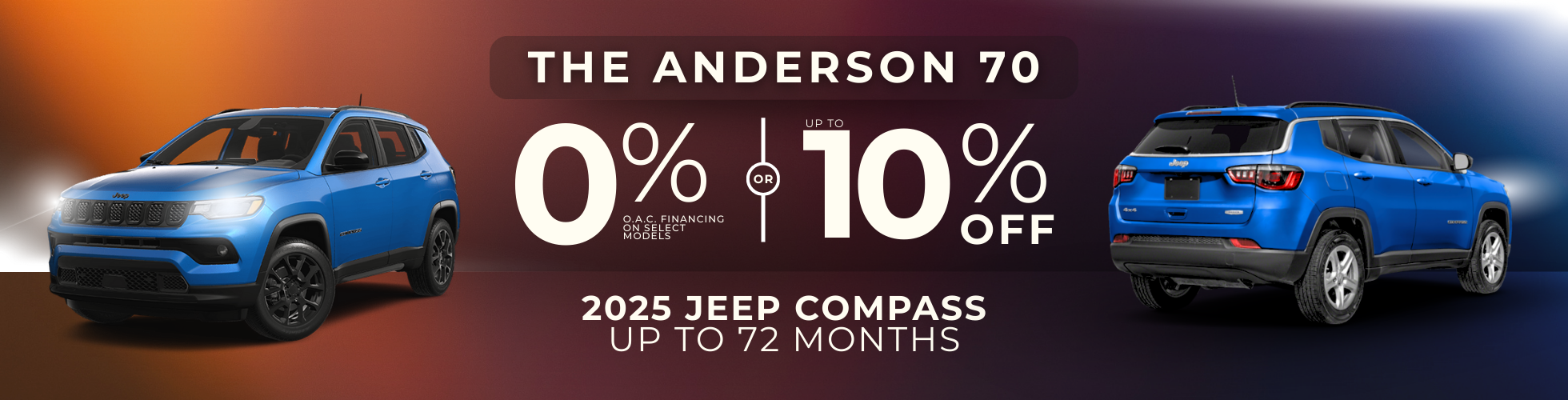 0% OR UP TO 10% OFF ON THE 2025 JEEP COMPASS!