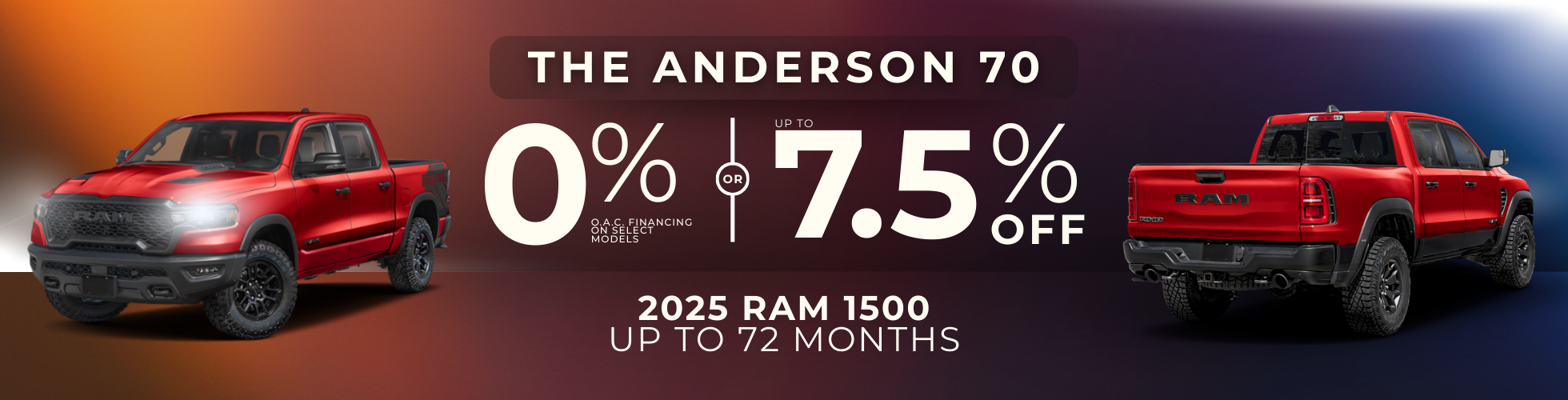 0% OR UP TO 7.5% OFF ON THE 2025 RAM 1500!