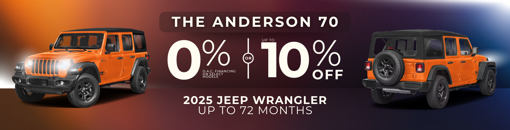 0% OR UP TO 10% OFF ON THE 2025 JEEP WRANGLER!