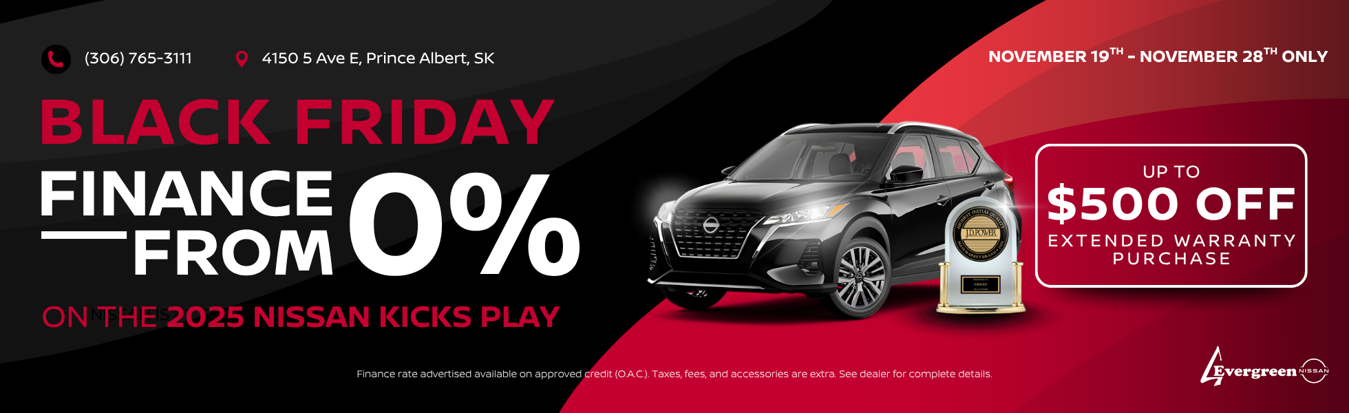 $1,000 OFF + Finance as low as 0%On The 2025 Nissan Kicks Play!