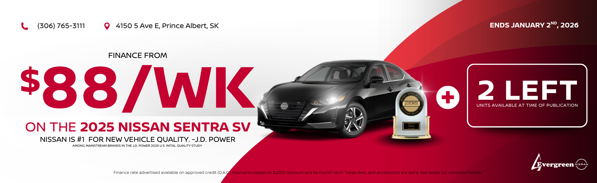 $88/WK on the Last 2 2025 Nissan Sentra in Stock!