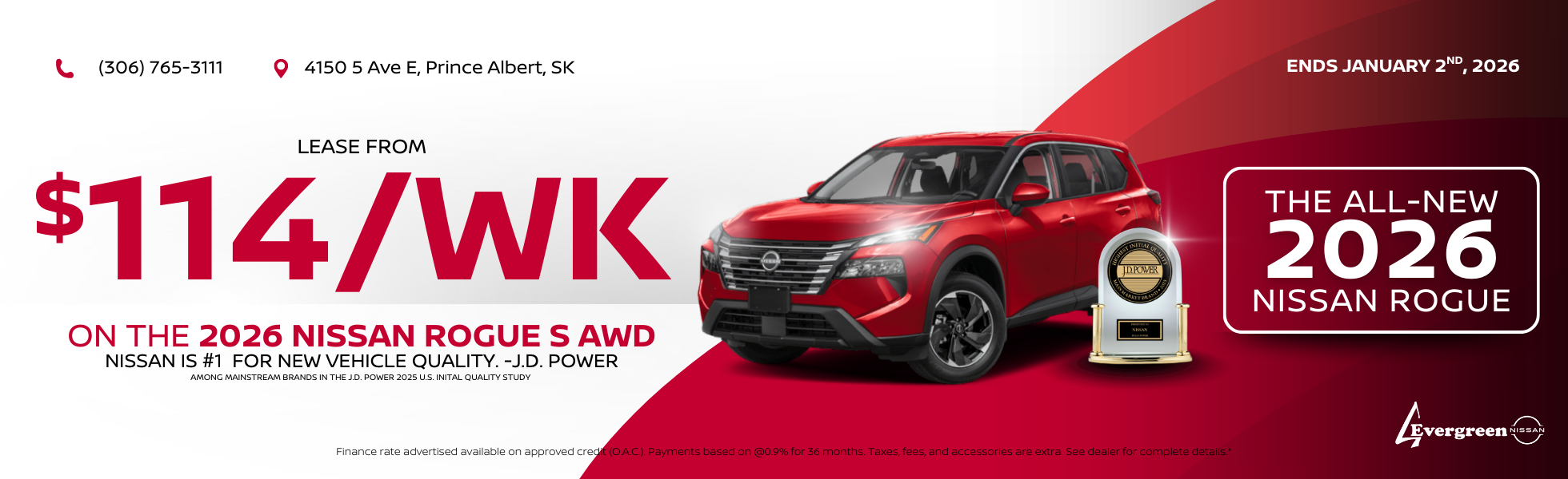 Lease a 2026 Nissan Rogue from $114/WK!