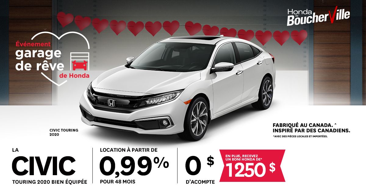 Événement garage de rêve de Honda! -Civic Touring bien équipée!