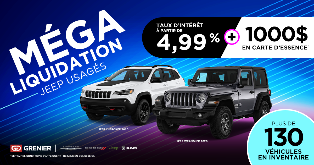 MÉGA LIQUIDATION sur tous les JEEP usagés