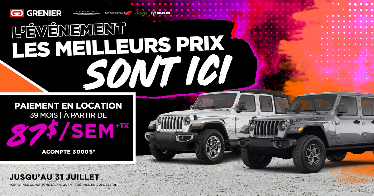 L'ÉVÉNEMENT LES MEILLEURS PRIX SONT ICI!